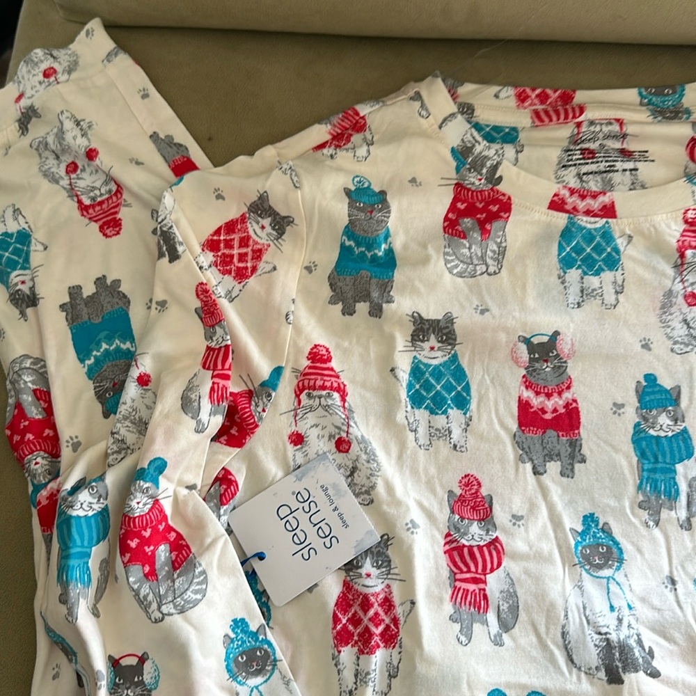 Sleep Sense Winter Cat Pajama Set NWT S